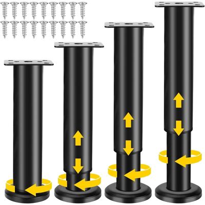 RAPANDA Juego De 4 Patas Para Muebles, Ajustables De 18 A 30 Cm, De Metal, Para Muebles De Baño, Sofás, Armarios, Mesas Y Sillas, Color Negro. RAPANDA Juego De 4 Patas Para Muebles, Ajustables De 18 A 30 Cm, De Metal, Para Muebles De Baño, Sofás, Armarios, Mesas Y Sillas, Color Negro.