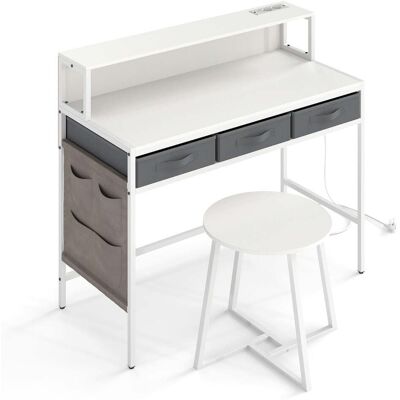HELLOSHOP26 Escritorio De Ordenador Con Taburete 110 X 50 X 95,5 Cm Soporte Ergonómico Almacenamiento Práctico Diseño Contemporáneo En Metal Blanco 200019576 HELLOSHOP26 Escritorio De Ordenador Con Taburete 110 X 50 X 95,5 Cm Soporte Ergonómico Almacenamiento Práctico Diseño Contemporáneo En Metal Blanco 200019576
