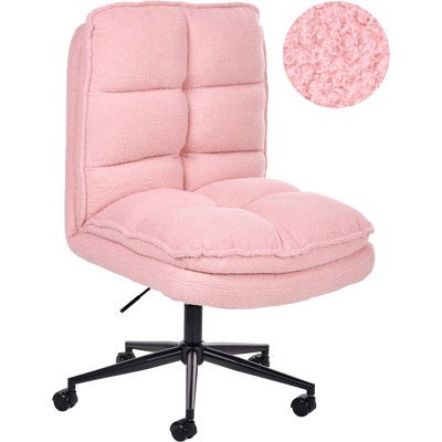 BELIANI Silla De Oficina Asiento Inclinable Acolchado Grueso Bouclé Borreguito Rosa Addison BELIANI Silla De Oficina Asiento Inclinable Acolchado Grueso Bouclé Borreguito Rosa Addison