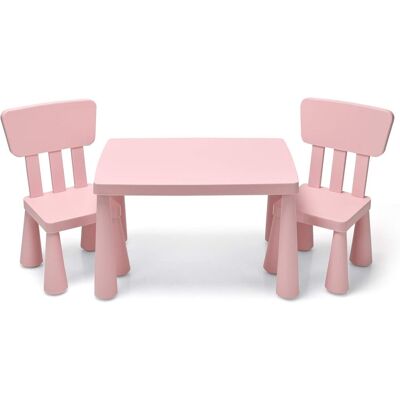 Conjunto de Mesa y Sillas para Niños de Costway - Rosa - Muebles infantiles para Dibujar y Comer Conjunto de Mesa y Sillas para Niños de Costway - Rosa - Muebles infantiles para Dibujar y Comer