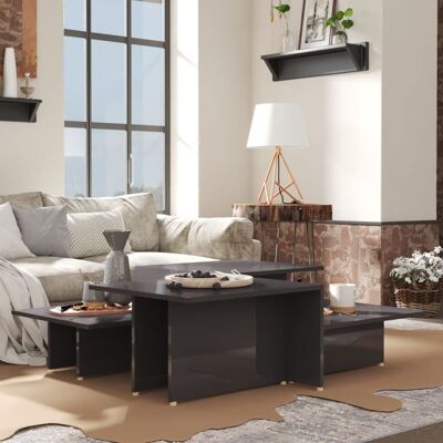 Conjunto de 2 mesas de centro gris brillante vidaXL - Mesa de café Conjunto de 2 mesas de centro gris brillante vidaXL - Mesa de café