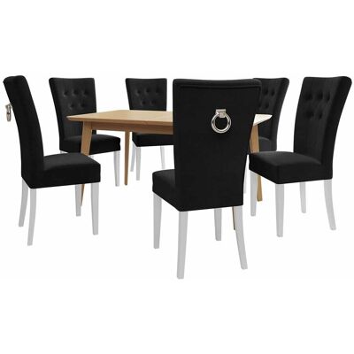 MIRJAN24 Conjunto De Mesas Y Sillas Para Comedor Racine 144, Plata, 76x80x140cm, Diámetro: 0, Número De Asientos: 6, Estilo: Clásicomoderno MIRJAN24 Conjunto De Mesas Y Sillas Para Comedor Racine 144, Plata, 76x80x140cm, Diámetro: 0, Número De Asientos: 6, Estilo: Clásicomoderno