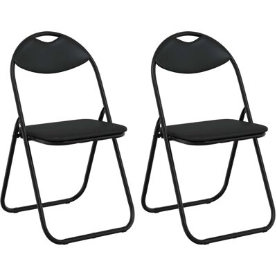 Silla Plegable 2 Uds. Cuero Sintético Negro 48 X 43,5 X 81 Cm Vidaxl Silla Plegable 2 Uds. Cuero Sintético Negro 48 X 43,5 X 81 Cm Vidaxl