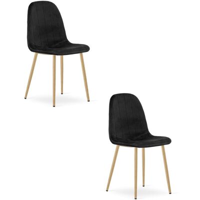 AKORD Silla Padva - Terciopelo Negro / Patas De Roble X 2 AKORD Silla Padva - Terciopelo Negro / Patas De Roble X 2