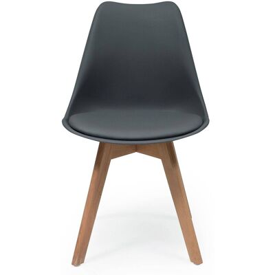 HOMELY Silla De Comedor Day Asiento De Polipropileno Y Patas Madera De Haya Gris Oscuro HOMELY Silla De Comedor Day Asiento De Polipropileno Y Patas Madera De Haya Gris Oscuro