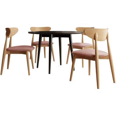 MIRJAN24 Conjunto De Mesas Y Sillas Para Comedor Racine 124, Magic Velvet 2258 + Negro, 76x0x0cm, Diámetro: 100, Número De Asientos: 4, Estilo: Contemporary MIRJAN24 Conjunto De Mesas Y Sillas Para Comedor Racine 124, Magic Velvet 2258 + Negro, 76x0x0cm, Diámetro: 100, Número De Asientos: 4, Estilo: Contemporary