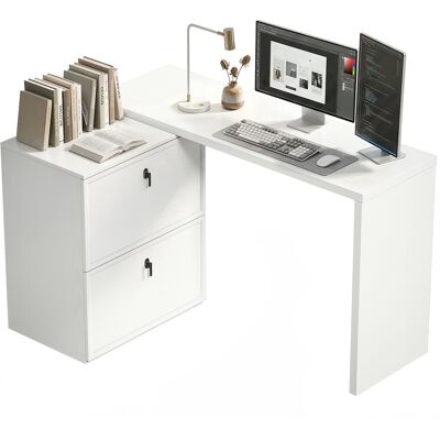 Homcom Escritorio Reversible En Forma De L, Mesa De Escritorio Con 2 Cajones Archivadores, Diseño Moderno Para Espacios Pequeños, Blanco Homcom Escritorio Reversible En Forma De L, Mesa De Escritorio Con 2 Cajones Archivadores, Diseño Moderno Para Espacios Pequeños, Blanco