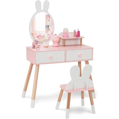 Costway Tocador De Mauillaje 2 En 1 Para Niña, Juego De Mesa Y Silla, Escritorio Espejo Para Maquillaje, Juego De Tocador Con Patas De Madera (blanco) Costway Tocador De Mauillaje 2 En 1 Para Niña, Juego De Mesa Y Silla, Escritorio Espejo Para Maquillaje, Juego De Tocador Con Patas De Madera (blanco)