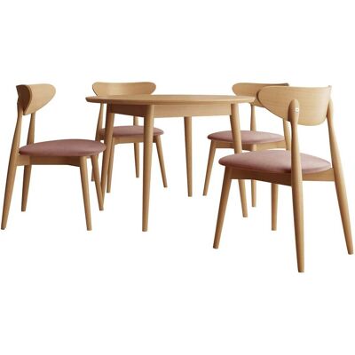 MIRJAN24 Conjunto De Mesas Y Sillas Para Comedor Racine 134, Magic Velvet 2258 + Marrón, 76x0x0cm, Diámetro: 120, Número De Asientos: 4, Estilo: Contemporary MIRJAN24 Conjunto De Mesas Y Sillas Para Comedor Racine 134, Magic Velvet 2258 + Marrón, 76x0x0cm, Diámetro: 120, Número De Asientos: 4, Estilo: Contemporary
