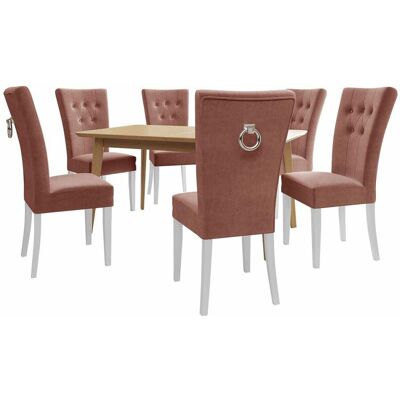 MIRJAN24 Conjunto De Mesas Y Sillas Para Comedor Racine 144, Plata, 76x80x140cm, Diámetro: 0, Número De Asientos: 6, Estilo: Clásicomoderno MIRJAN24 Conjunto De Mesas Y Sillas Para Comedor Racine 144, Plata, 76x80x140cm, Diámetro: 0, Número De Asientos: 6, Estilo: Clásicomoderno