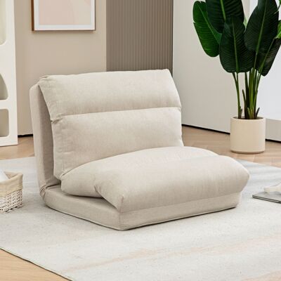 Silla De Suelo Plegable, Respaldo Regulable En 6 Posiciones, Función Cama, Beige Desviae Silla De Suelo Plegable, Respaldo Regulable En 6 Posiciones, Función Cama, Beige Desviae