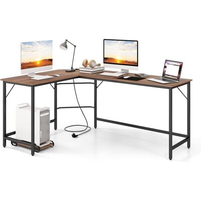 Costway - Escritorio Esquinero Con Toma De Corriente, 168x125 Cm, Escritorio En L Grande Con Soporte Para Cpu, Marco De Metal, Mesa En L Oficina (natural) Costway - Escritorio Esquinero Con Toma De Corriente, 168x125 Cm, Escritorio En L Grande Con Soporte Para Cpu, Marco De Metal, Mesa En L Oficina (natural)