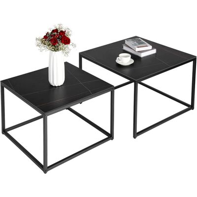 Unho - Mesa De Centro De Mármol Industriales Juego De 2 Mesas Auxiliares - Negro Unho - Mesa De Centro De Mármol Industriales Juego De 2 Mesas Auxiliares - Negro