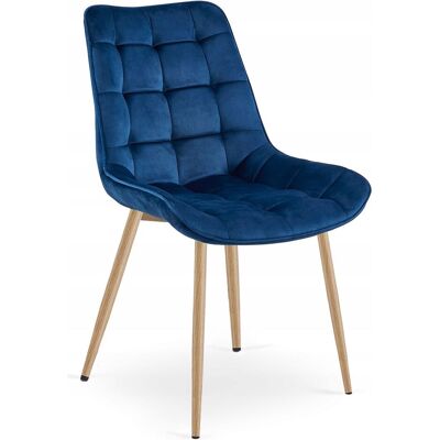 AKORD Silla Bera - Terciopelo Azul Marino / Patas De Roble X 1 AKORD Silla Bera - Terciopelo Azul Marino / Patas De Roble X 1