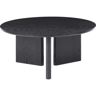 BELIANI Mesa De Centro Moderna De Mdf Con Chapa De Papel Redonda Patas De Tres Paneles Sala De Estar Negro Cowal BELIANI Mesa De Centro Moderna De Mdf Con Chapa De Papel Redonda Patas De Tres Paneles Sala De Estar Negro Cowal