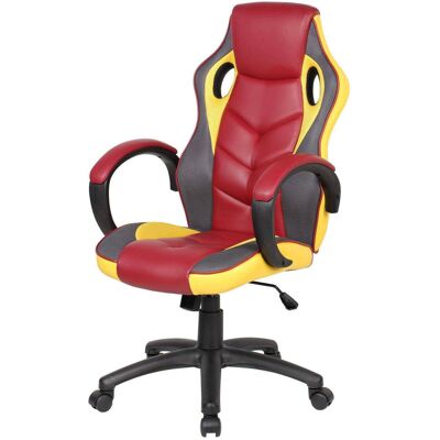Silla Gaming Darlanc, Sillón Gaming Adulto, Silla De Escritorio, 66x61h104/114 Cm, Rojo And Amarillo - Dmora Silla Gaming Darlanc, Sillón Gaming Adulto, Silla De Escritorio, 66x61h104/114 Cm, Rojo And Amarillo - Dmora