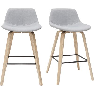 Miliboo - Set De 2 Taburetes De Cocina Nórdicos Gris Claro Y Madera 65 Cm Nonie Miliboo - Set De 2 Taburetes De Cocina Nórdicos Gris Claro Y Madera 65 Cm Nonie