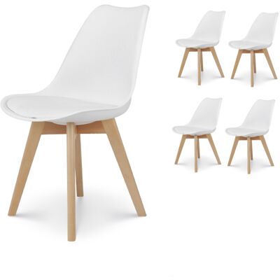 Kosmi Victory Conjunto de 4 Sillas Estilo Escandinavo - Blanco Kosmi Victory Conjunto de 4 Sillas Estilo Escandinavo - Blanco
