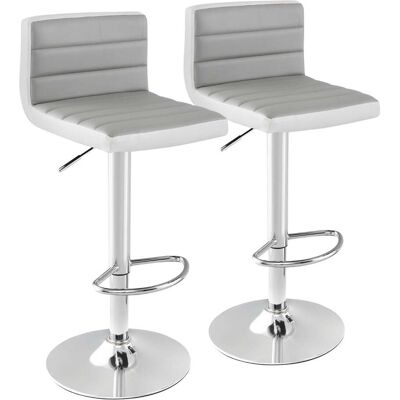 HELLOSHOP26 Juego De 2 Taburetes De Bar Giratorios Ajustables 37 X 42 X 82-102 Cm Cómodos Con Respaldo Acolchado Diseño Moderno En Piel Sintética Gris Y Blanca 200012411 HELLOSHOP26 Juego De 2 Taburetes De Bar Giratorios Ajustables 37 X 42 X 82-102 Cm Cómodos Con Respaldo Acolchado Diseño Moderno En Piel Sintética Gris Y Blanca 200012411