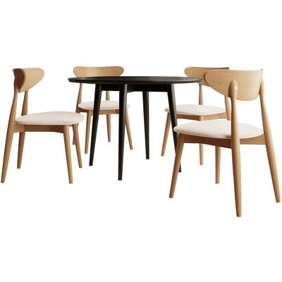 MIRJAN24 Conjunto De Mesas Y Sillas Para Comedor Racine 124, Magic Velvet 2250 + Negro, 76x0x0cm, Diámetro: 100, Número De Asientos: 4, Estilo: Contemporary MIRJAN24 Conjunto De Mesas Y Sillas Para Comedor Racine 124, Magic Velvet 2250 + Negro, 76x0x0cm, Diámetro: 100, Número De Asientos: 4, Estilo: Contemporary