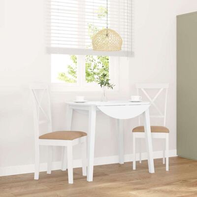 Sillas de comedor blancas con cojines 2 piezas Madera de caucho natural Sillas de comedor blancas con cojines 2 piezas Madera de caucho natural