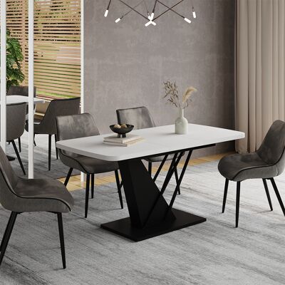 Mesa De Comedor Fenaro, Blanco/negro, 120-160 X 80 Cm Extensible, Vicco Mesa De Comedor Fenaro, Blanco/negro, 120-160 X 80 Cm Extensible, Vicco