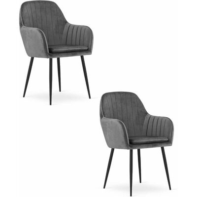 AKORD Silla Lugo - Terciopelo Gris Oscuro / Patas Negras X 2 AKORD Silla Lugo - Terciopelo Gris Oscuro / Patas Negras X 2
