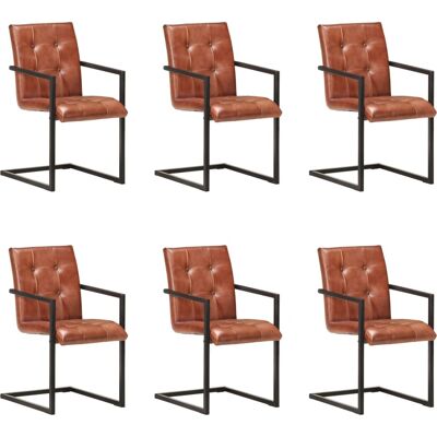 Sillas Voladizas De Comedor 6 Unidades Cuero Auténtico Marrón Vidaxl Sillas Voladizas De Comedor 6 Unidades Cuero Auténtico Marrón Vidaxl
