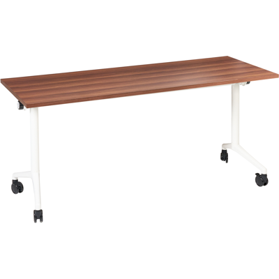BELIANI Escritorio Rectangular Moderno Plegable Con Ruedas Mesa Móvil Portátil 160 X 60 Cm Estructura De Metal Marrón Oscuro Y Blanco Cavi BELIANI Escritorio Rectangular Moderno Plegable Con Ruedas Mesa Móvil Portátil 160 X 60 Cm Estructura De Metal Marrón Oscuro Y Blanco Cavi