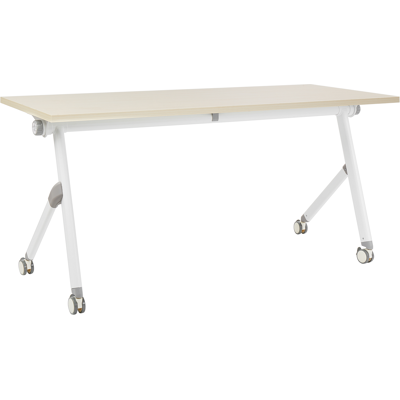 Beliani Bendi - Escritorio Plegable de Acero - Blanco y Madera Clara - 160x60cm Beliani Bendi - Escritorio Plegable de Acero - Blanco y Madera Clara - 160x60cm