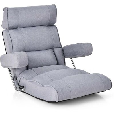HELLOSHOP26 Silla De Suelo Plegable Y Regulable 80 X 72 X 75 Cm Confort Ergonómico Con Reposabrazos Abatibles En Algodón Gris 200012095 HELLOSHOP26 Silla De Suelo Plegable Y Regulable 80 X 72 X 75 Cm Confort Ergonómico Con Reposabrazos Abatibles En Algodón Gris 200012095