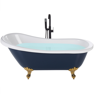 BELIANI Bañera Independiente De Acrílico Azul Dorado Patas 170 X 80 Cm Retro Vintage Tradicional Cayman BELIANI Bañera Independiente De Acrílico Azul Dorado Patas 170 X 80 Cm Retro Vintage Tradicional Cayman