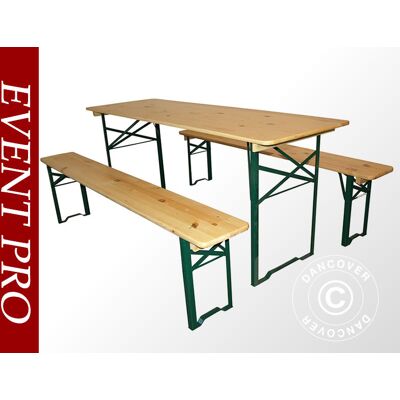 Set De Mesas Cerveceras Pro 220x60x78cm, Madera Clara - Dancover Set De Mesas Cerveceras Pro 220x60x78cm, Madera Clara - Dancover