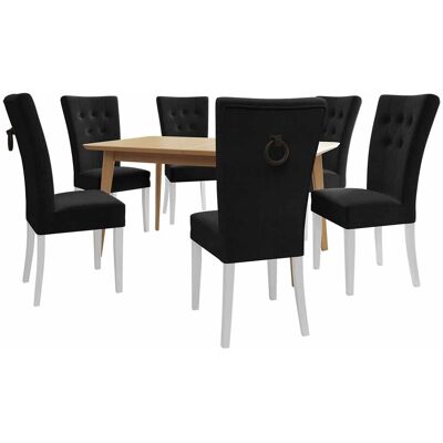 MIRJAN24 Conjunto De Mesas Y Sillas Para Comedor Racine 144, Negro, 76x80x140cm, Diámetro: 0, Número De Asientos: 6, Estilo: Clásicomoderno MIRJAN24 Conjunto De Mesas Y Sillas Para Comedor Racine 144, Negro, 76x80x140cm, Diámetro: 0, Número De Asientos: 6, Estilo: Clásicomoderno