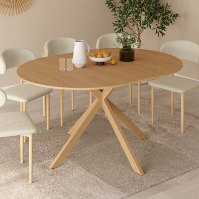 IDMARKET Alix Mesa De Comedor Redonda Extensible Para 4-8 Personas Con Pata De Araña Efecto Madera De Haya 110-150 Cm IDMARKET Alix Mesa De Comedor Redonda Extensible Para 4-8 Personas Con Pata De Araña Efecto Madera De Haya 110-150 Cm