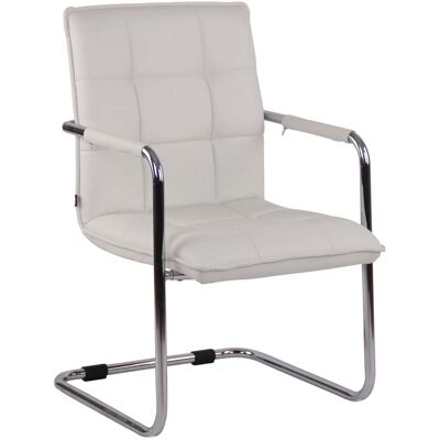 DÉCOSHOP26 Illa De Visitas Silla De Oficina Sin Ruedas Piel Sintética Blanca Estructura De Metal Bur1047 DÉCOSHOP26 Illa De Visitas Silla De Oficina Sin Ruedas Piel Sintética Blanca Estructura De Metal Bur1047