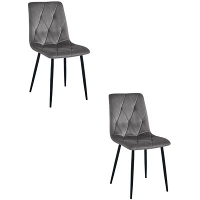 AKORD Silla Libra - Terciopelo Gris Oscuro / Patas Negras X 2 AKORD Silla Libra - Terciopelo Gris Oscuro / Patas Negras X 2