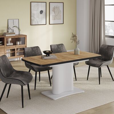 Mesa De Comedor Fenaro, Roble Dorado/blanco, 120-160 X 80 Cm Extensible, Vicco Mesa De Comedor Fenaro, Roble Dorado/blanco, 120-160 X 80 Cm Extensible, Vicco