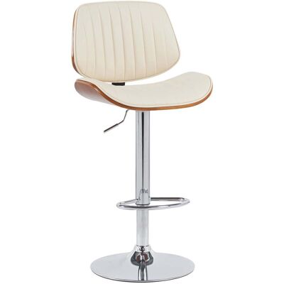 DÉCOSHOP26 Aburete De Bar Silla Alta X1 En Piel Sintética Crema Cromo Madera Curvada Nogal Y Metal 10000663 DÉCOSHOP26 Aburete De Bar Silla Alta X1 En Piel Sintética Crema Cromo Madera Curvada Nogal Y Metal 10000663