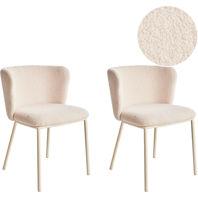 BELIANI Conjunto De 2 Sillas De Comedor Modernas Asiento Tapizado Bouclé Sin Reposabrazos Respaldo Curvo Patas Beiges Beige Claro Mina Ii BELIANI Conjunto De 2 Sillas De Comedor Modernas Asiento Tapizado Bouclé Sin Reposabrazos Respaldo Curvo Patas Beiges Beige Claro Mina Ii