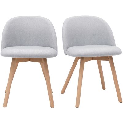 Miliboo - Set De 2 Sillas Nórdicas De Tela Gris Clara Y Haya Maciza Celeste Miliboo - Set De 2 Sillas Nórdicas De Tela Gris Clara Y Haya Maciza Celeste