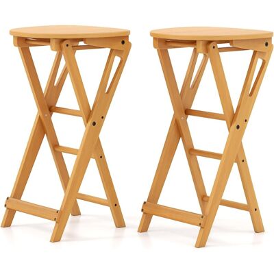 Taburetes de Bar Plegables de Bambú COSTWAY - Duraderos, Cómodos, Portátiles Taburetes de Bar Plegables de Bambú COSTWAY - Duraderos, Cómodos, Portátiles