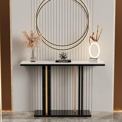 Consola Mesa Marmol Recibidor Entrada, Mueble Auxiliar Moderno Estrecho Nórtico Para Pasillo Salon Entraditas 118 X 30 X 78 Cm, Blanco Unho Consola Mesa Marmol Recibidor Entrada, Mueble Auxiliar Moderno Estrecho Nórtico Para Pasillo Salon Entraditas 118 X 30 X 78 Cm, Blanco Unho