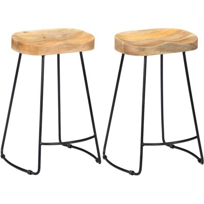HELLOSHOP26 Conjunto De Dos Taburetes De Bar De Diseño Con Asiento De Silla De Madera Maciza De Mango 1202102 HELLOSHOP26 Conjunto De Dos Taburetes De Bar De Diseño Con Asiento De Silla De Madera Maciza De Mango 1202102