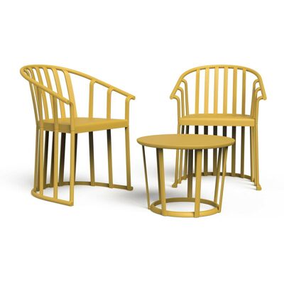 Sillas Con Brazos Y Mesa Raff Resol Plástico Amarillo (pack De 2+1) Sillas Con Brazos Y Mesa Raff Resol Plástico Amarillo (pack De 2+1)