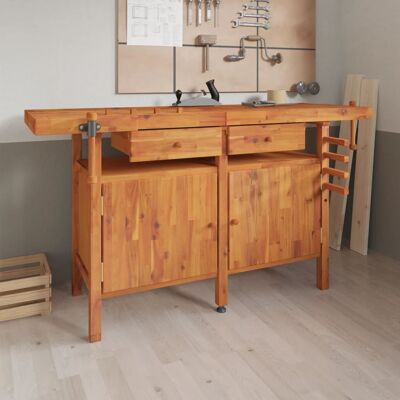 Banco de trabajo con cajones y tornillos - Mesa de taller vidaXL Banco de trabajo con cajones y tornillos - Mesa de taller vidaXL