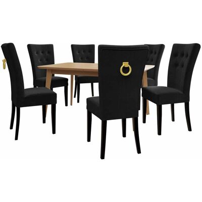 MIRJAN24 Conjunto De Mesas Y Sillas Para Comedor Racine 144, Dorado, 76x80x140cm, Diámetro: 0, Número De Asientos: 6, Estilo: Clásicomoderno MIRJAN24 Conjunto De Mesas Y Sillas Para Comedor Racine 144, Dorado, 76x80x140cm, Diámetro: 0, Número De Asientos: 6, Estilo: Clásicomoderno