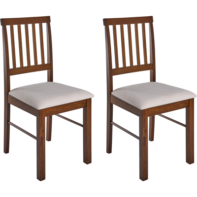 BELIANI Conjunto De 2 Sillas De Comedor Tapizadas Madera Marrón Oscuro Beige Claro Orono BELIANI Conjunto De 2 Sillas De Comedor Tapizadas Madera Marrón Oscuro Beige Claro Orono