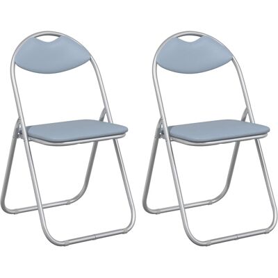 Silla Plegable 2 Uds. Cuero Sintético Gris 48 X 43,5 X 81 Cm Vidaxl Silla Plegable 2 Uds. Cuero Sintético Gris 48 X 43,5 X 81 Cm Vidaxl