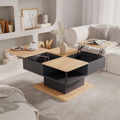 Mesa De Centro Movira, Antracita, 80 X 45 Cm Con Compartimentos, Vicco Mesa De Centro Movira, Antracita, 80 X 45 Cm Con Compartimentos, Vicco